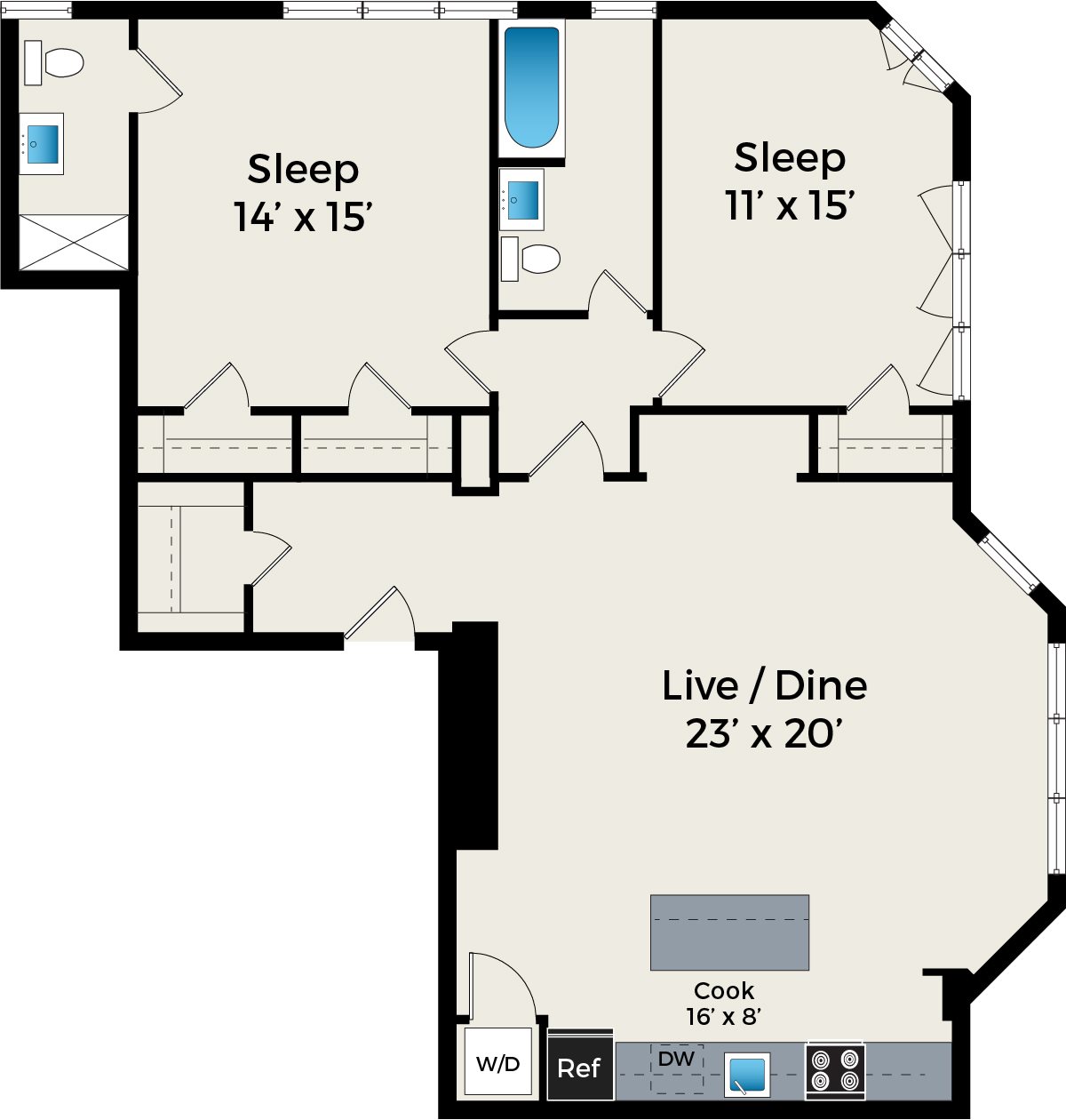 2 Bed 2 Bath at Park Fullerton by Reside Apartments, Chicago, Illinois